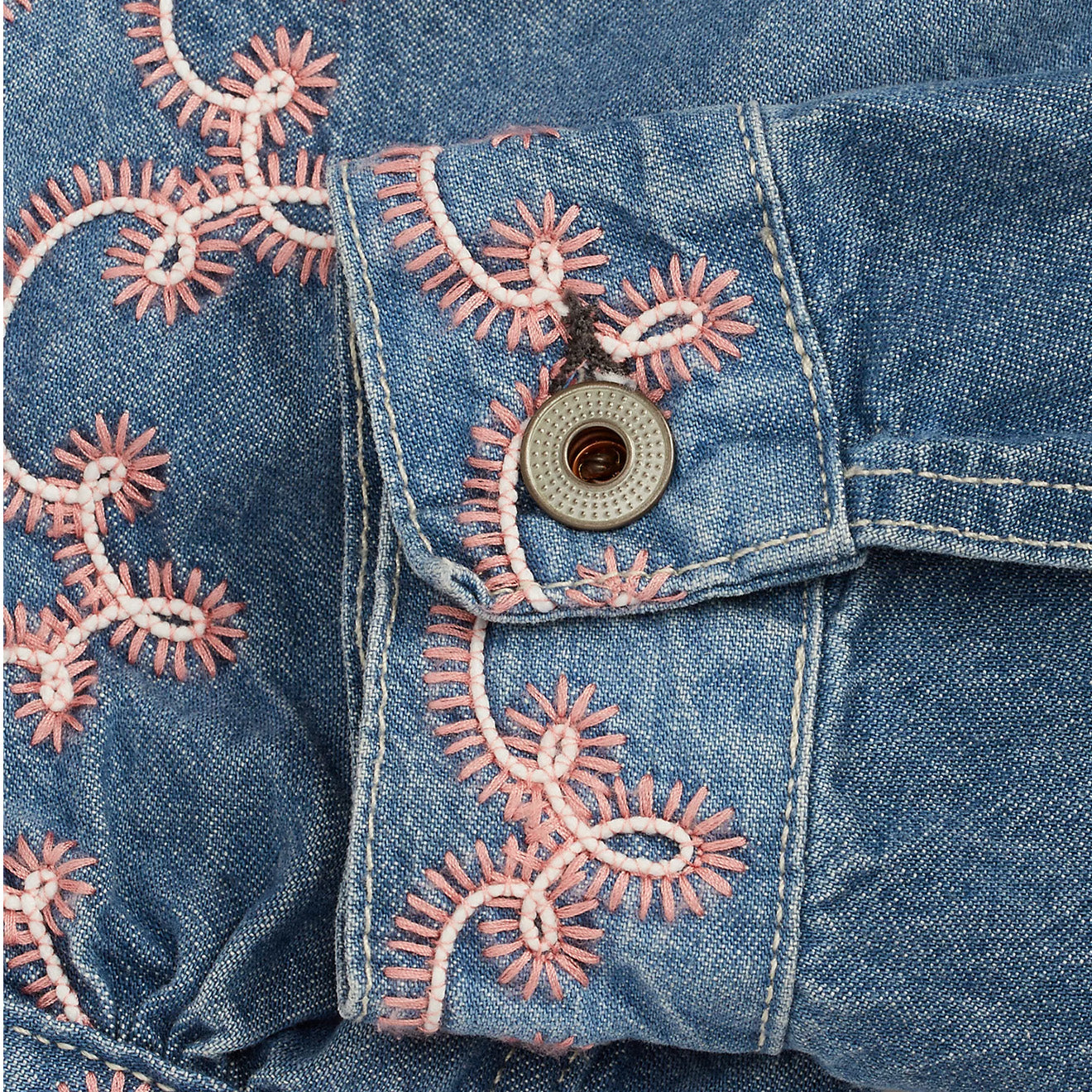RRL by Ralph Lauren Womens Martine Trucker Jacket Blue / Pink - The Sporting Lodge