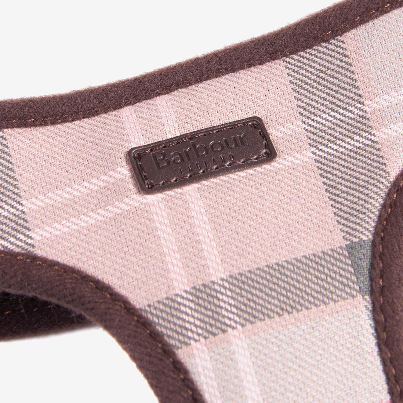 Barbour Tartan Dog Harness Taupe / Pink - The Sporting Lodge