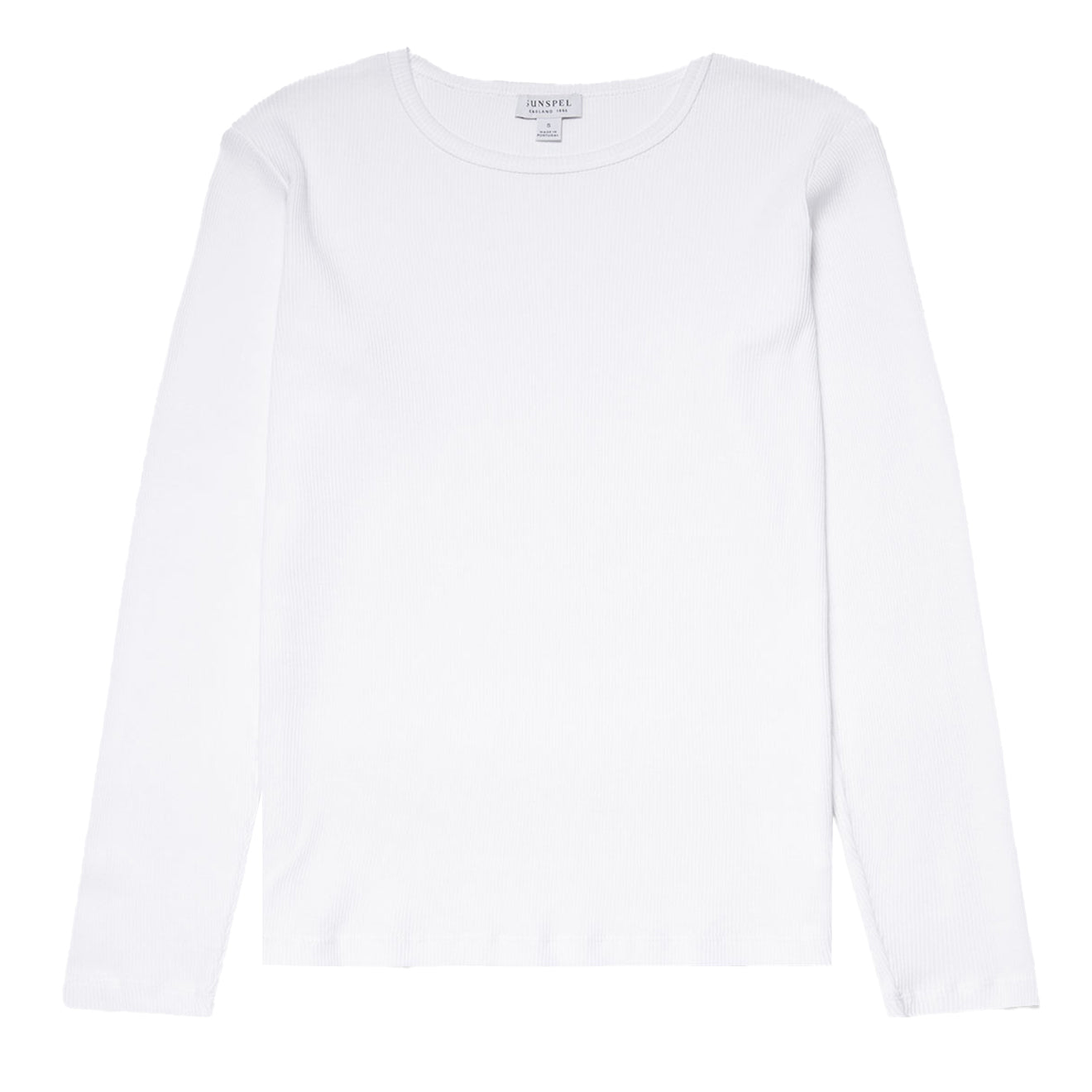 Sunspel Womens Ribbed Long Sleeve T-Shirt White