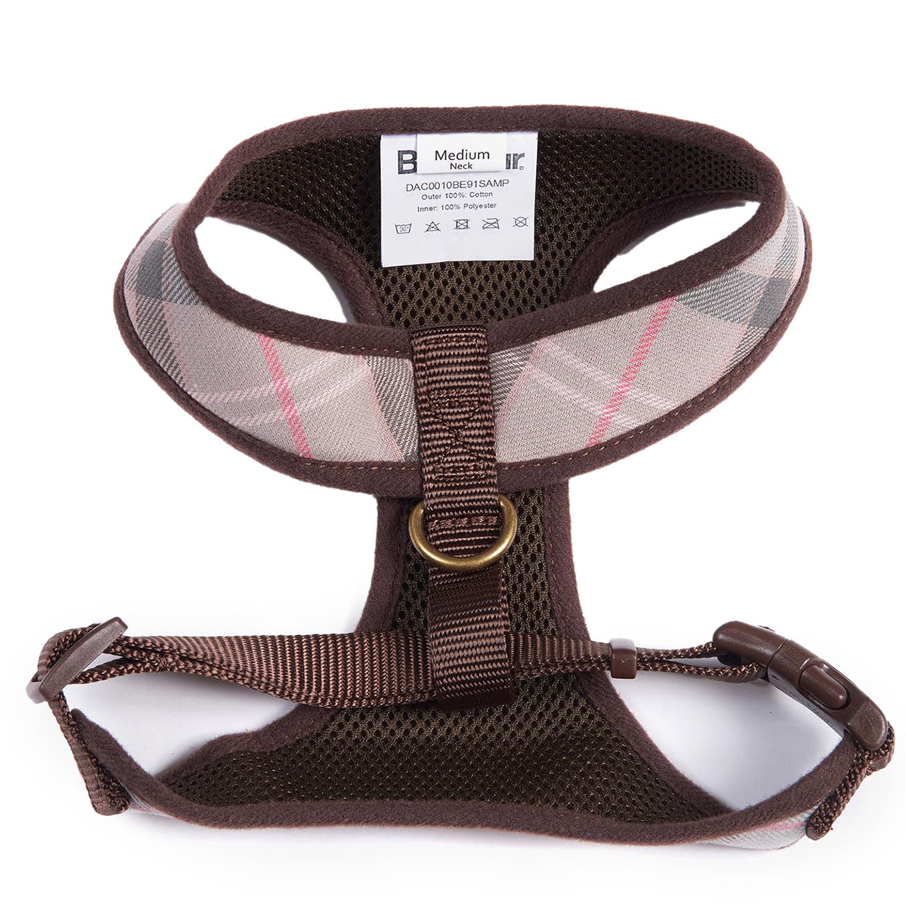 Barbour Tartan Dog Harness Taupe / Pink - The Sporting Lodge