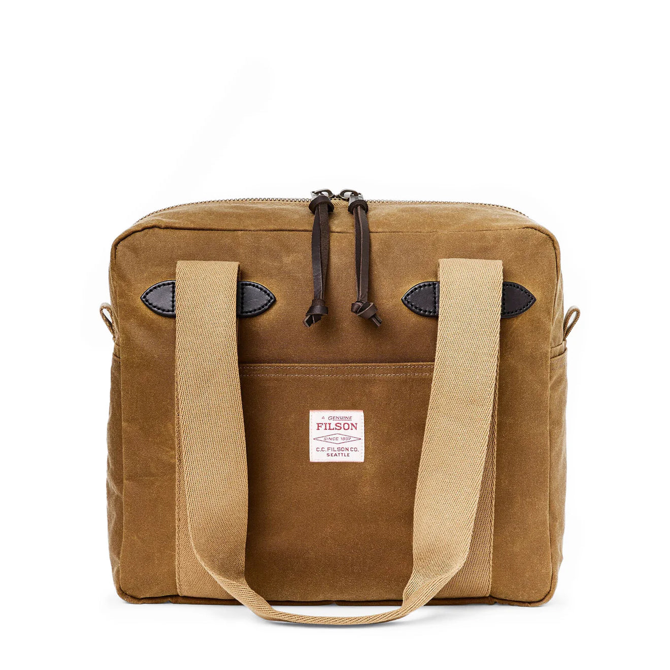 Filson Tin Cloth Tote Bag With Zipper Dark Tan - The Sporting Lodge