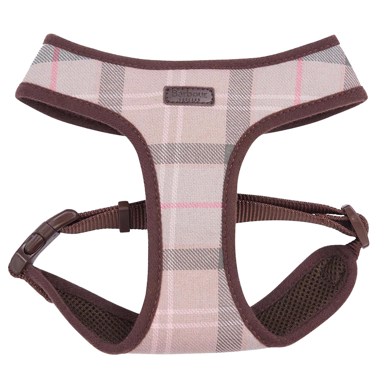 Barbour Tartan Dog Harness Taupe / Pink - The Sporting Lodge
