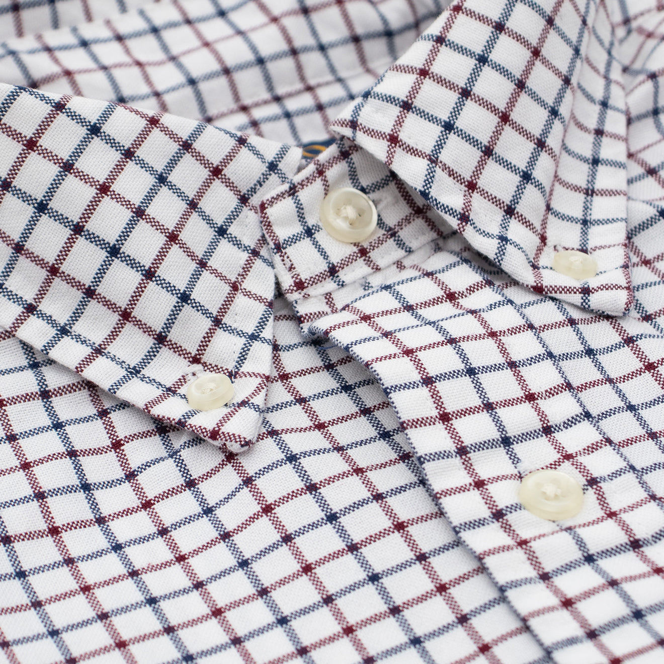 Polo Ralph Lauren L/S Grid Pattern Cotton Shirt White / Wine Multi - The Sporting Lodge