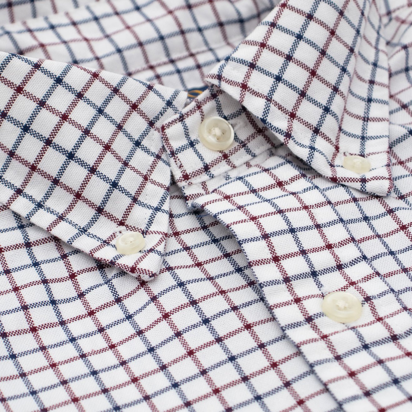 Polo Ralph Lauren L/S Grid Pattern Cotton Shirt White / Wine Multi - The Sporting Lodge