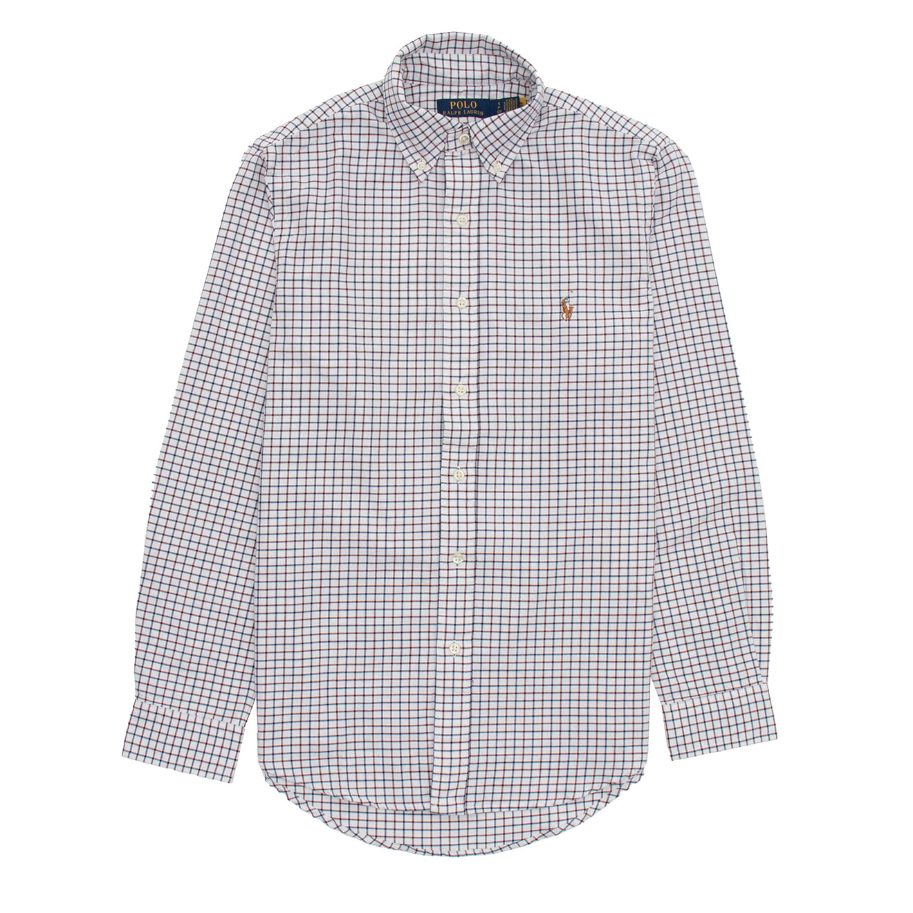 Polo Ralph Lauren L/S Grid Pattern Cotton Shirt White / Wine Multi - The Sporting Lodge