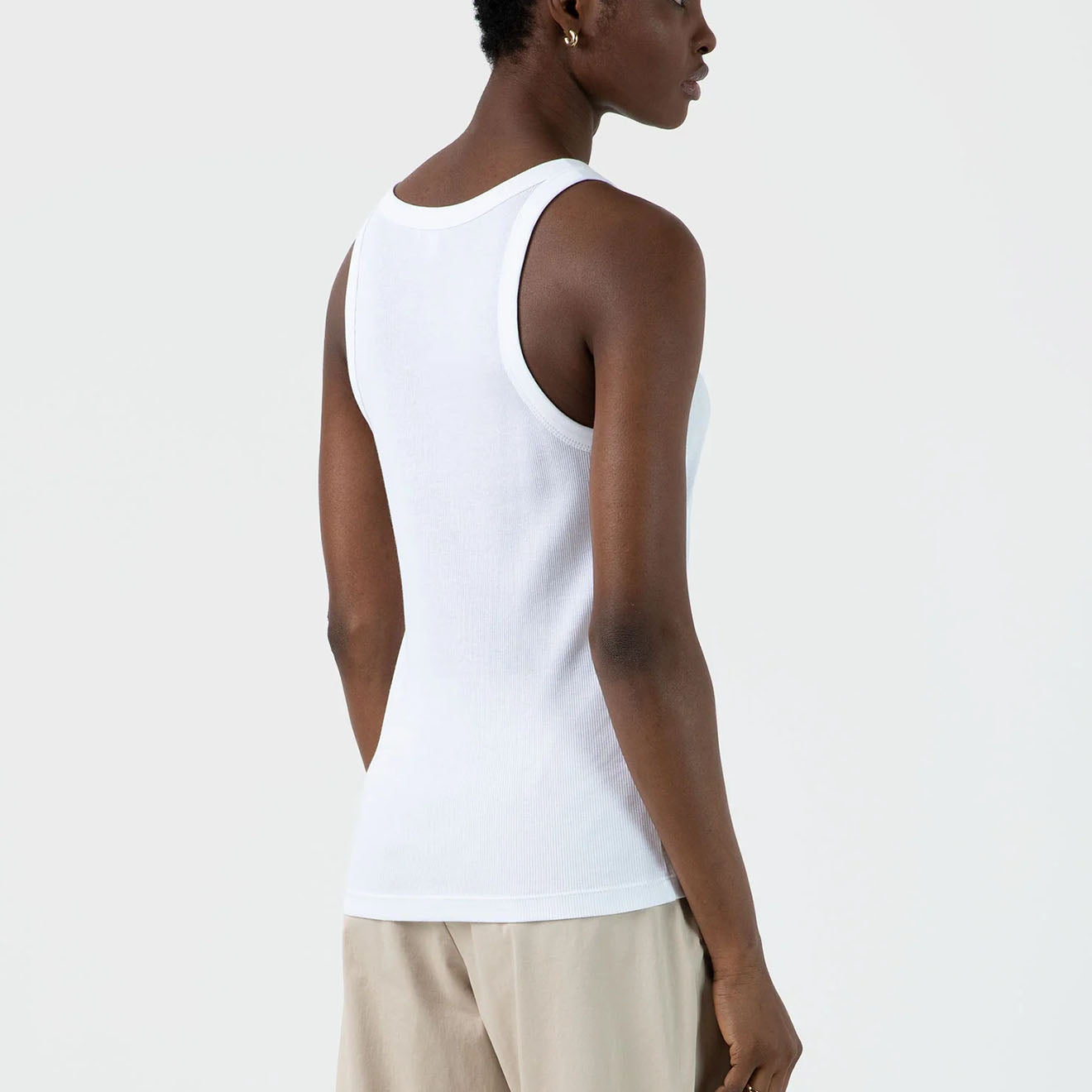 Sunspel Womens Ribbed Tank Top White - The Sporting Lodge