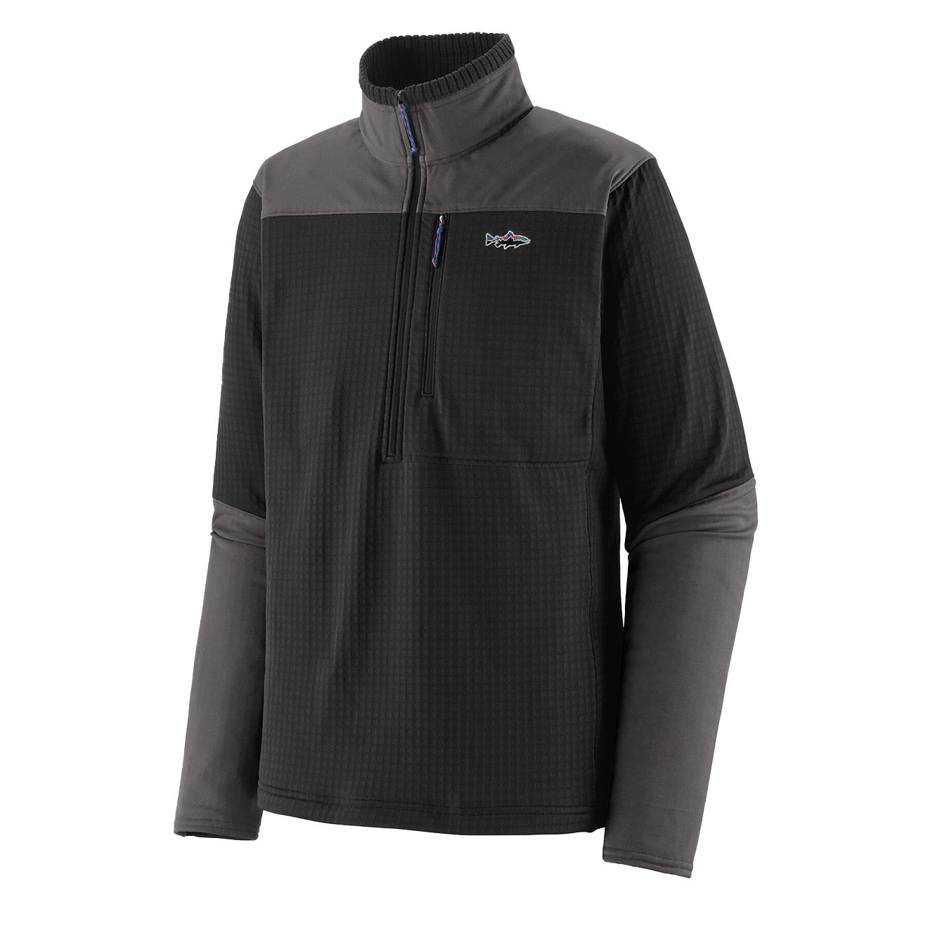 Patagonia Long-Sleeved R1 Fitz Roy 1/4-Zip Black - The Sporting Lodge