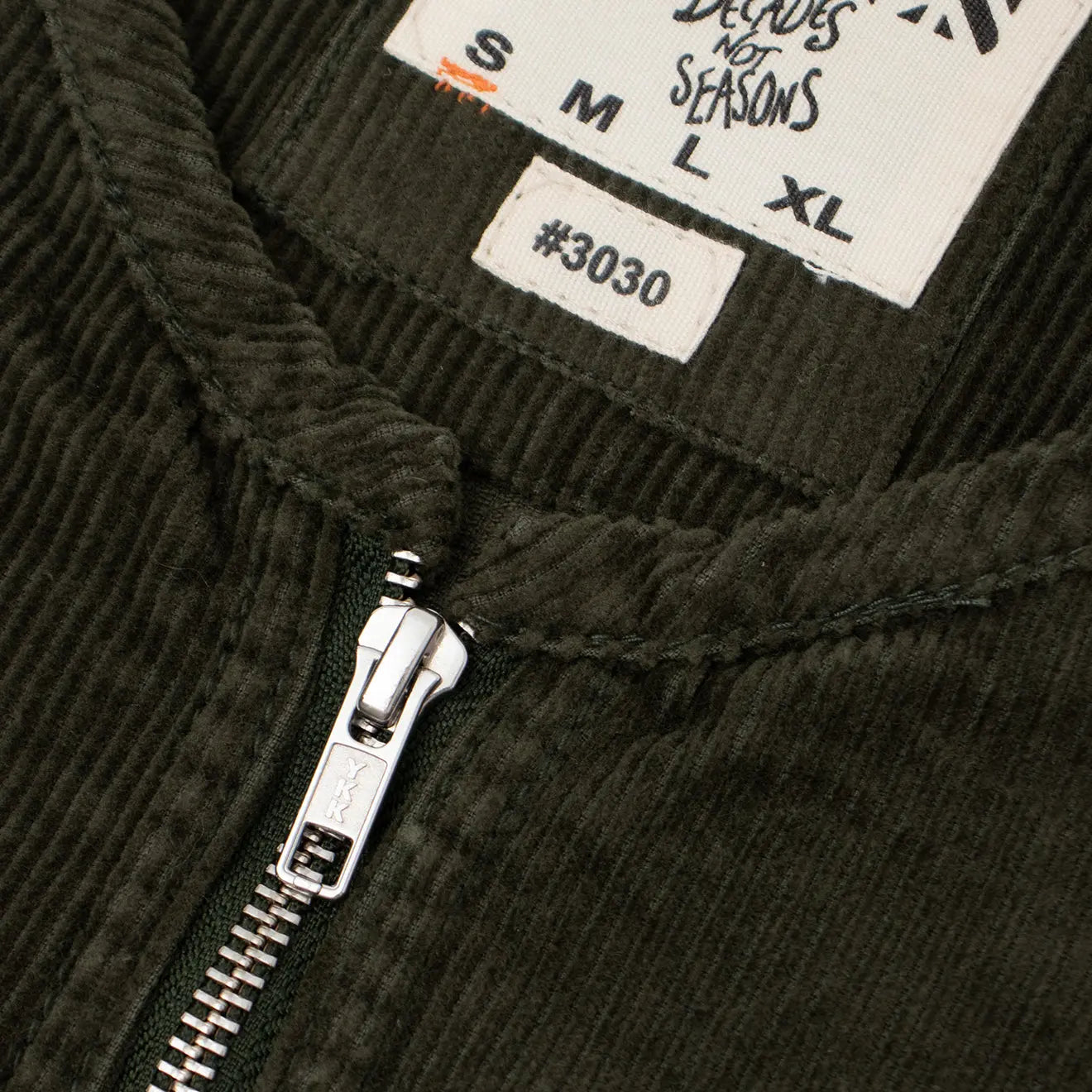 Uskees 3030 Crew Neck Cord Zip Jacket Vine Green - The Sporting Lodge