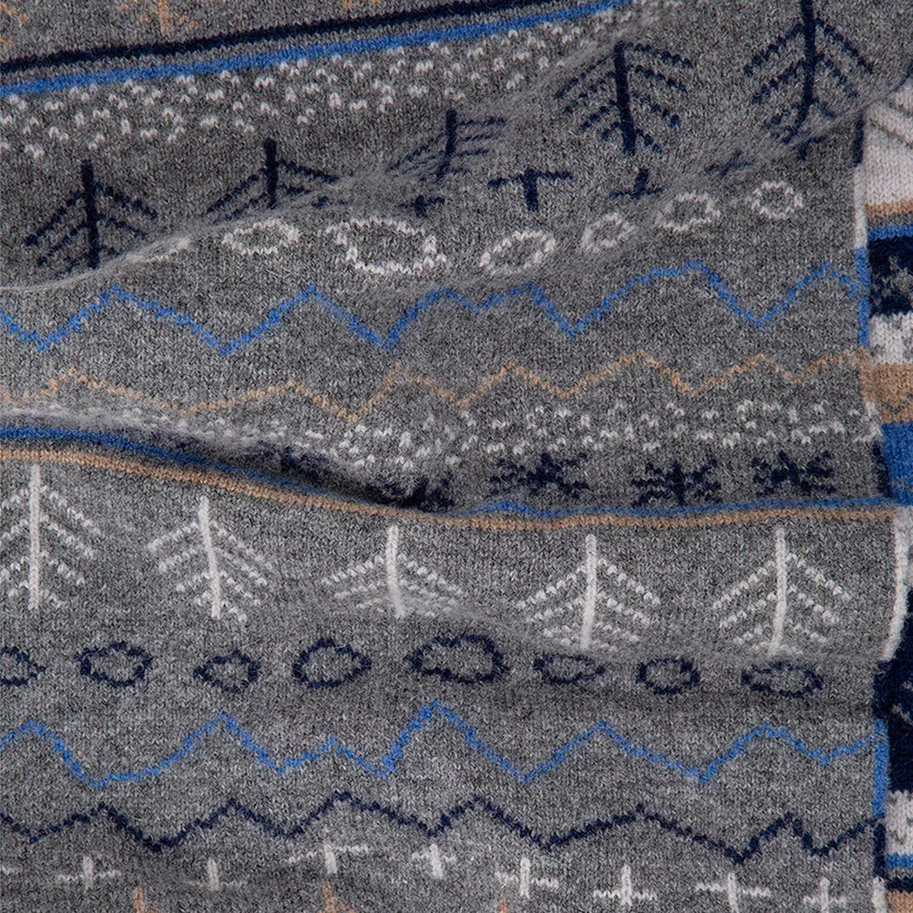 Paul Smith Doodle Fairisle Scarf Slate - The Sporting Lodge