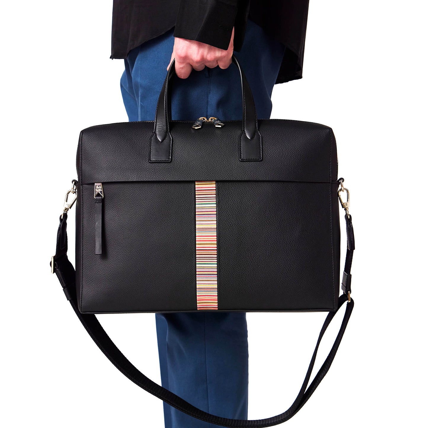 Paul Smith Signature Stripe Folio Bag Black - The Sporting Lodge