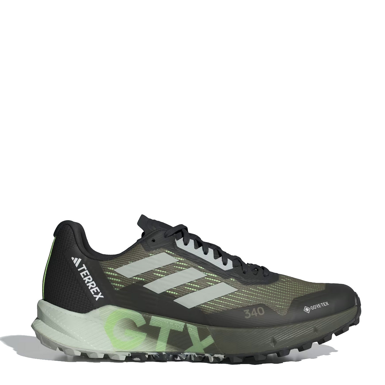 Adidas Terrex Agravic Flow Gore-Tex Trail Running Shoes 2.0 Olive Strata / Wonder Silver / Green Spark - The Sporting Lodge