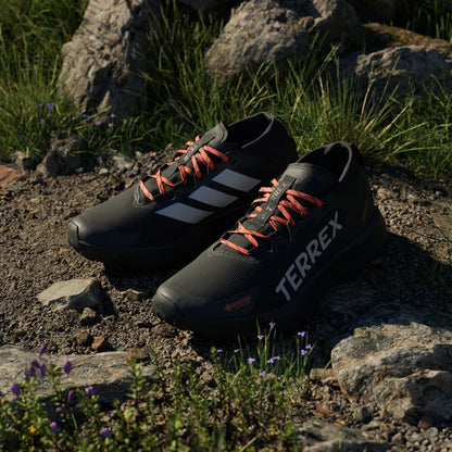 Adidas Terrex Agravic GTX Trail Running Shoe Core Black / Grey / Semi Impact Orange - The Sporting Lodge