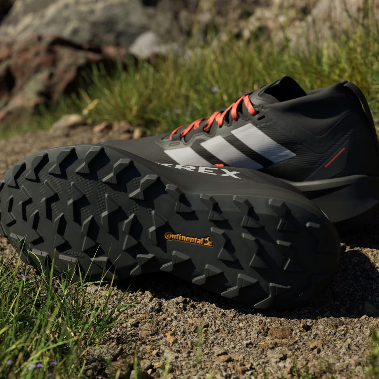 Adidas Terrex Agravic GTX Trail Running Shoe Core Black / Grey / Semi Impact Orange - The Sporting Lodge