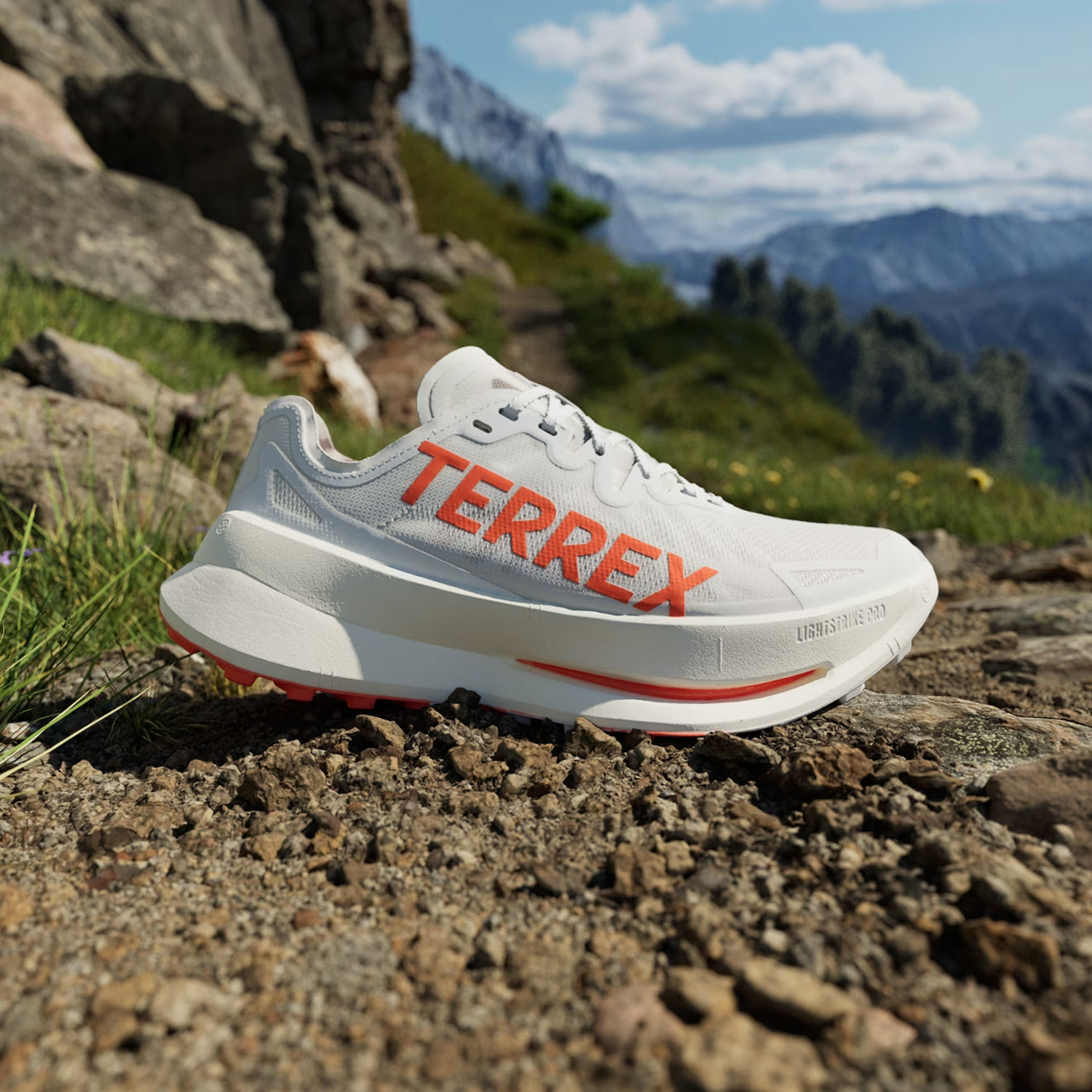 Adidas Terrex Agravic Speed Ultra Trail Running Shoes Ultra Cloud White / Impact Orange / Dash Grey