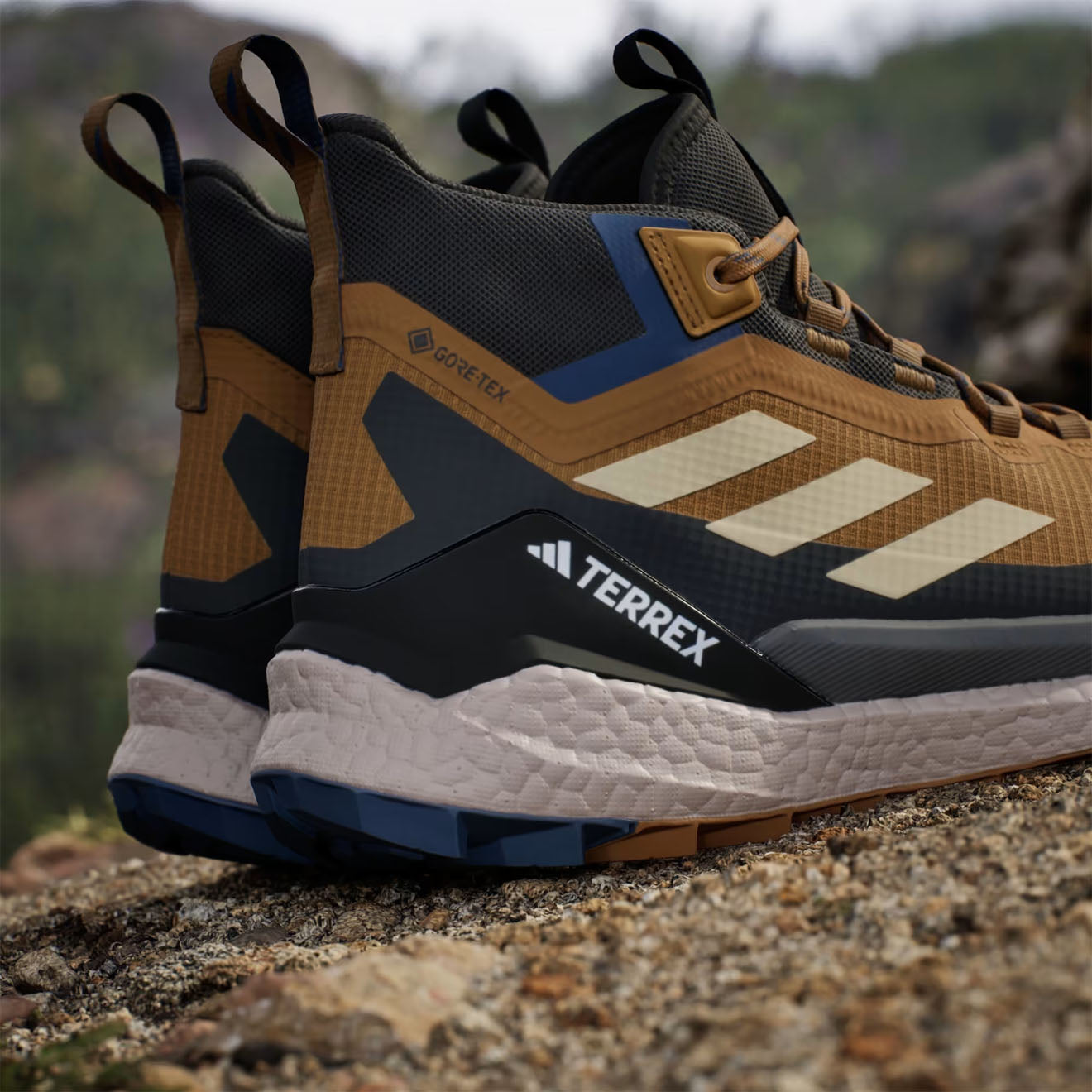 Adidas Terrex Free Hiker Shoes 2 Brown / Black / Blue - The Sporting Lodge