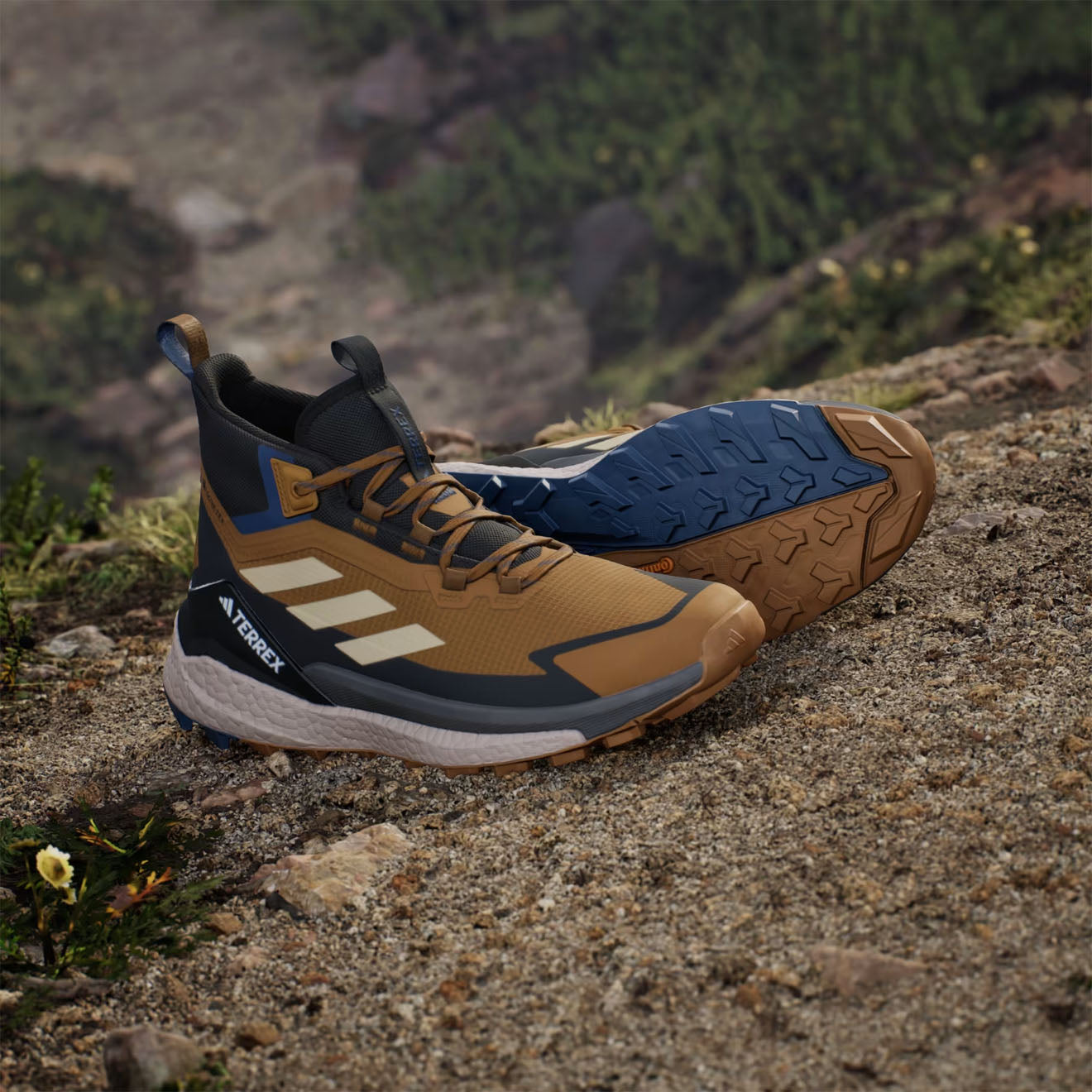 Adidas Terrex Free Hiker Shoes 2 Brown / Black / Blue - The Sporting Lodge