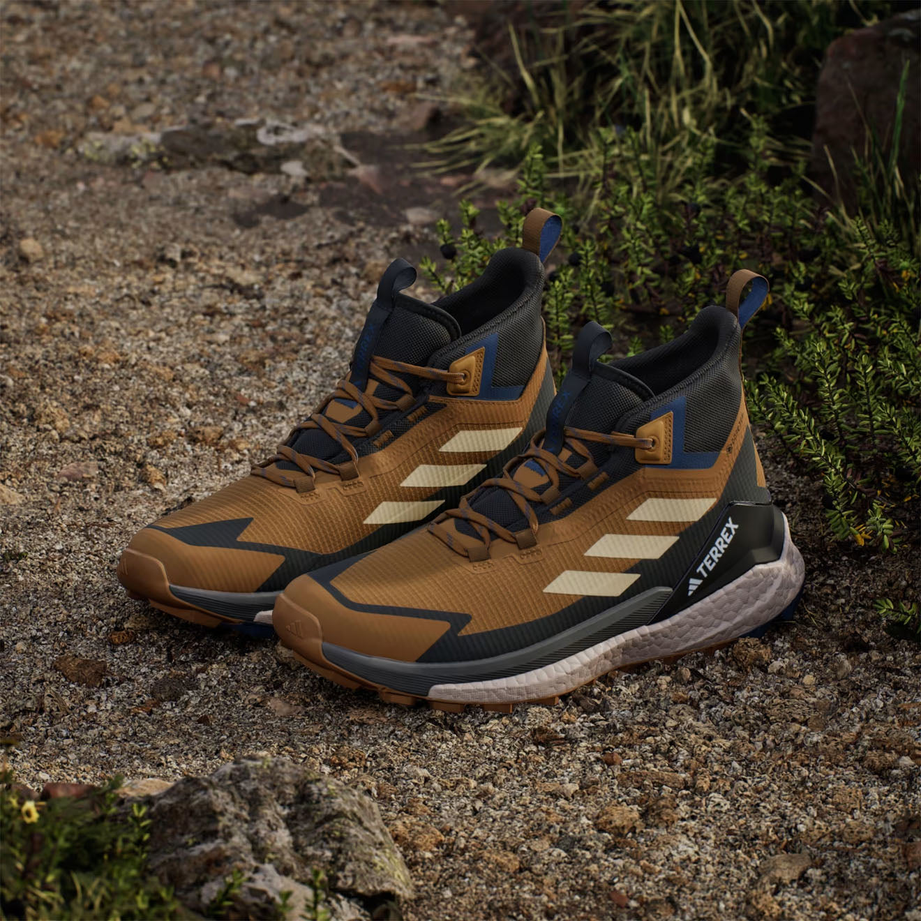 Adidas Terrex Free Hiker Shoes 2 Brown / Black / Blue - The Sporting Lodge