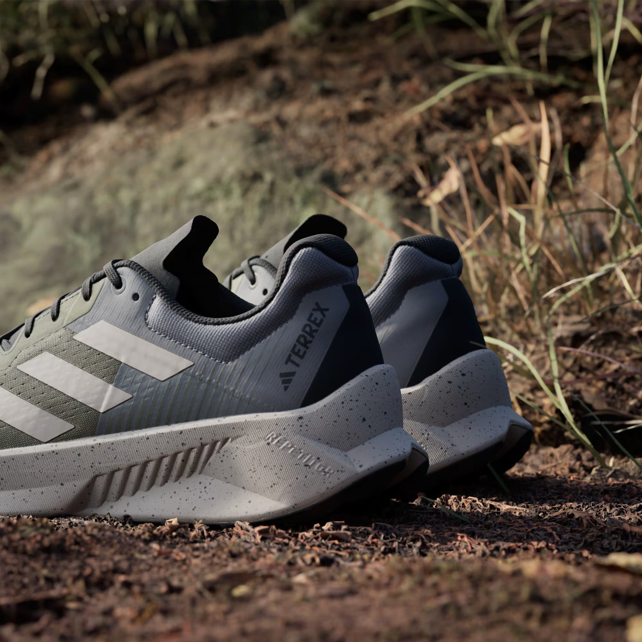 Adidas Terrex Soulstride Flow Trail Running Shoe Olive Strata / Wonder Beige / Charcoal - The Sporting Lodge