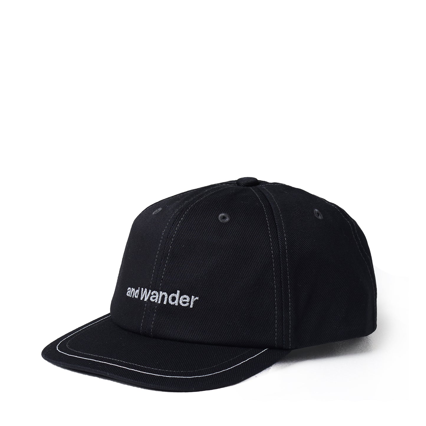 And Wander Cotton Twill Cap Black - The Sporting Lodge