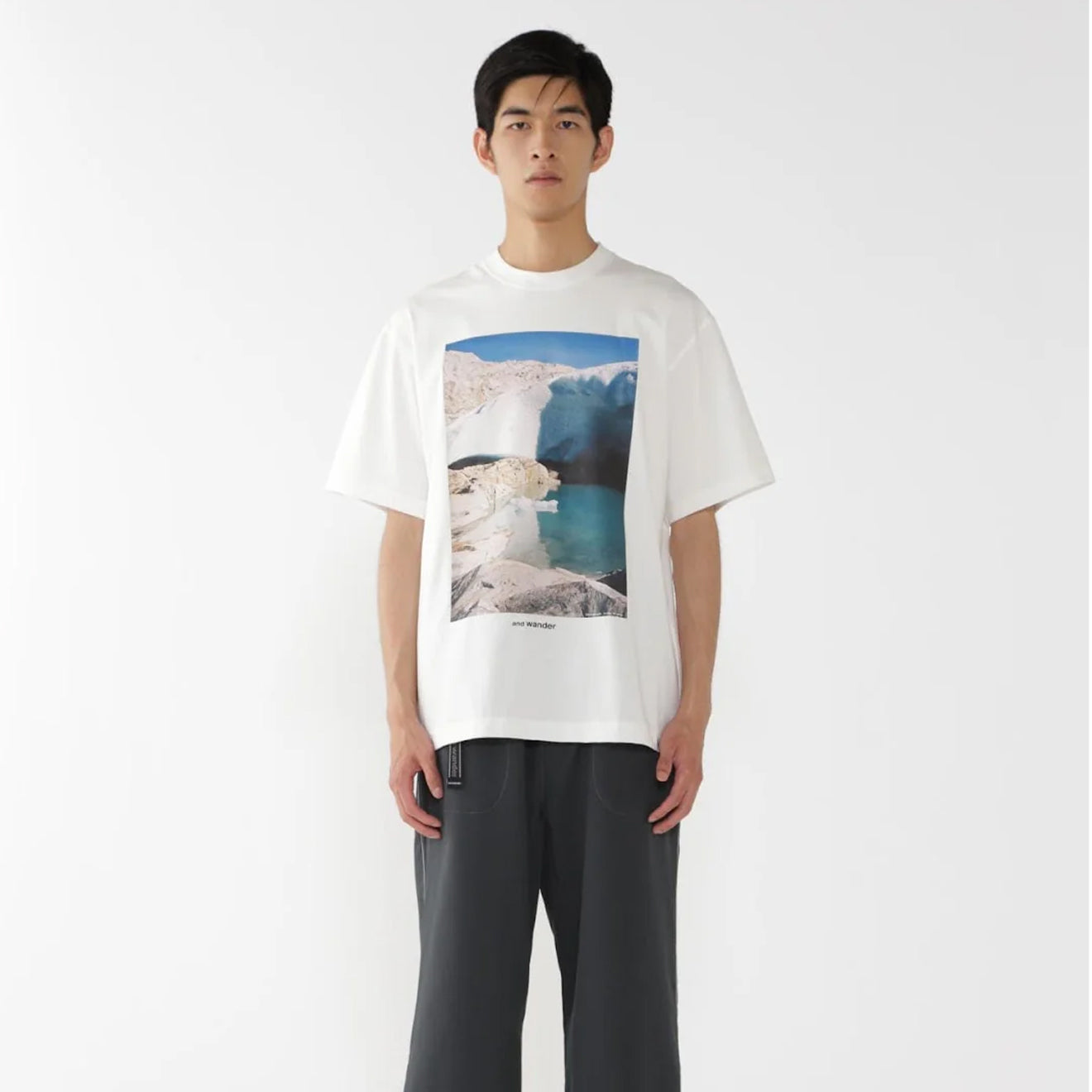 And Wander Gracier Printed T-Shirt White - The Sporting Lodge