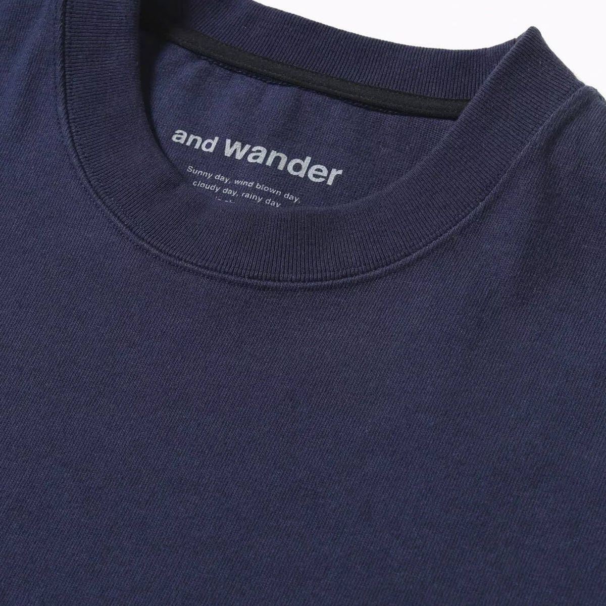 And Wander Heavy Cotton Pocket L/S Tee Navy - The Sporting Lodge