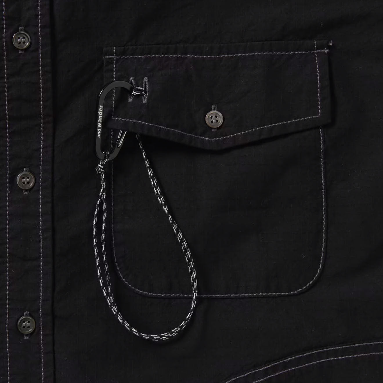 And Wander Womens C/N Rip S/S Shirt Black - The Sporting Lodge