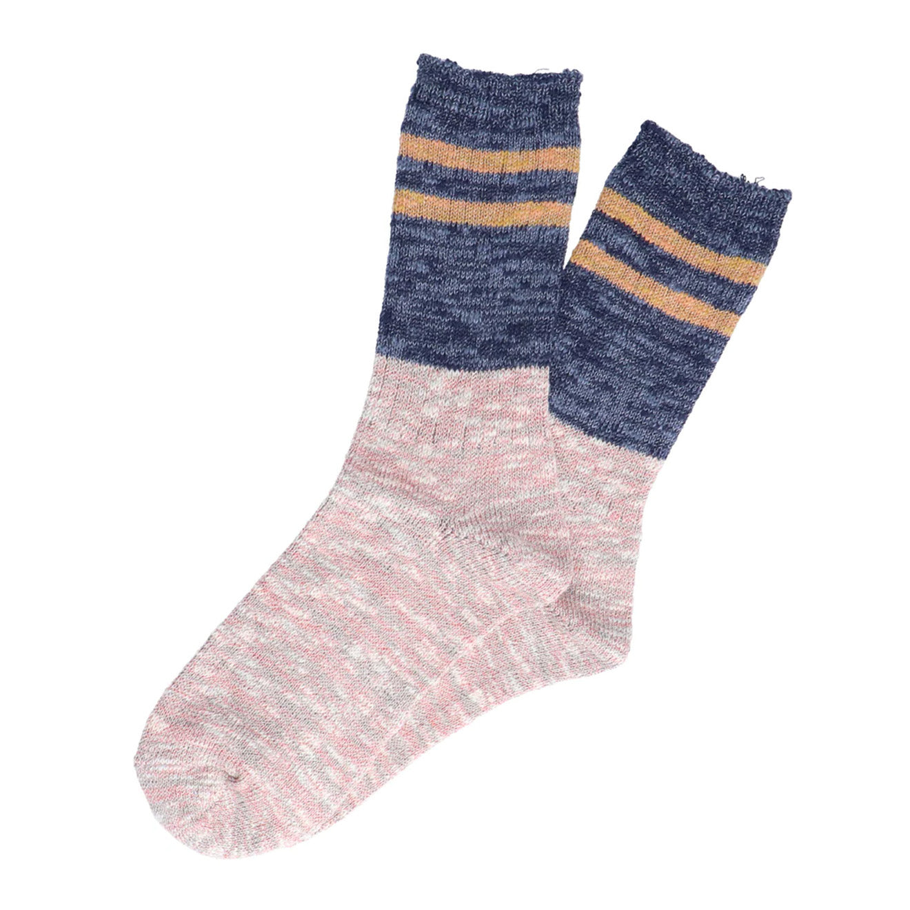Anonymous Ism Slub Stripes Sock Crew Navy - The Sporting Lodge