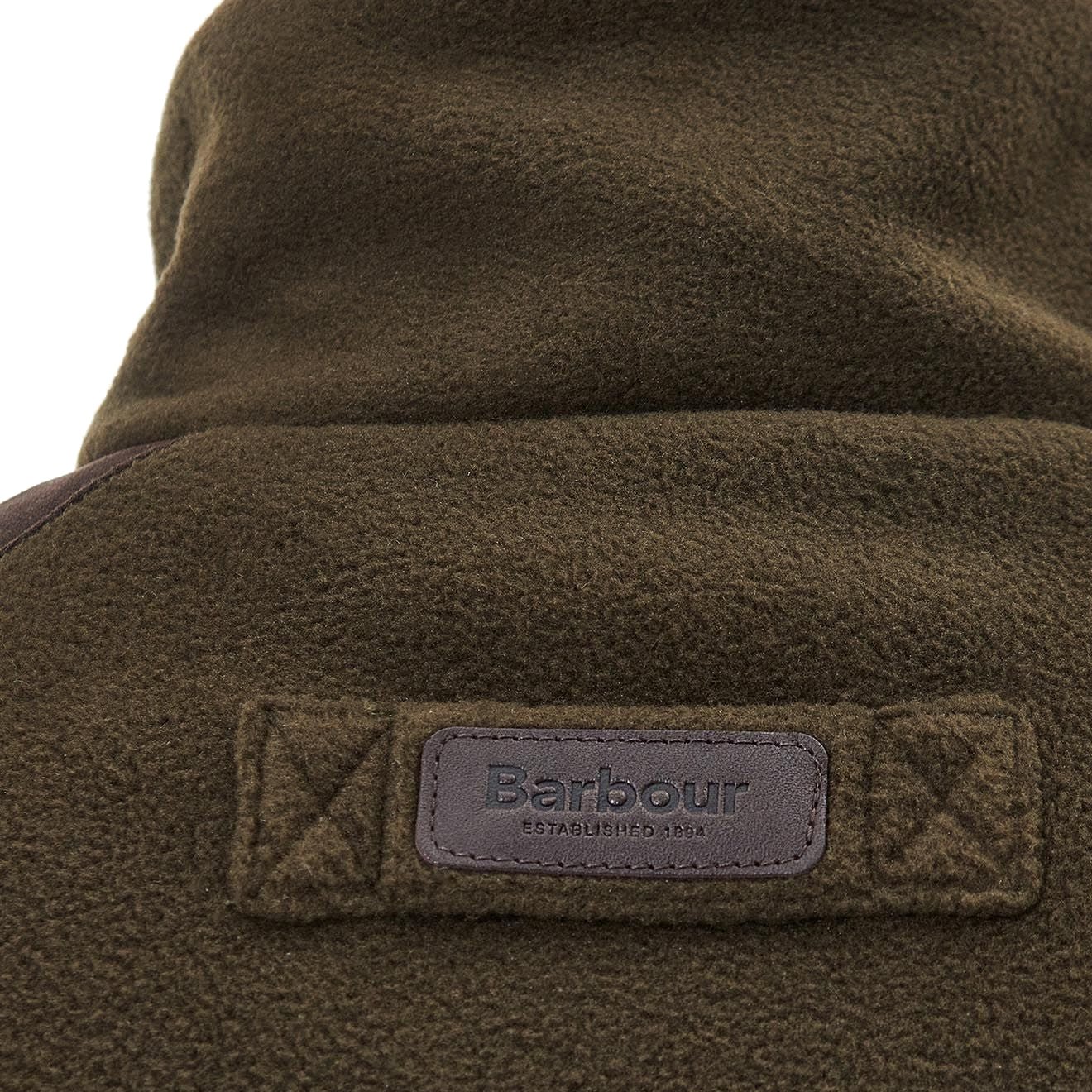 Barbour Active Fleece Jacket Olive collar label detail