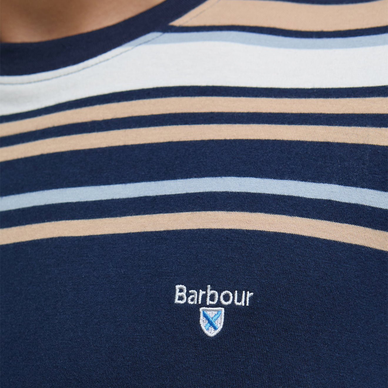 Barbour Aickmen Tailored Striped T-Shirt Navy - The Sporting Lodge