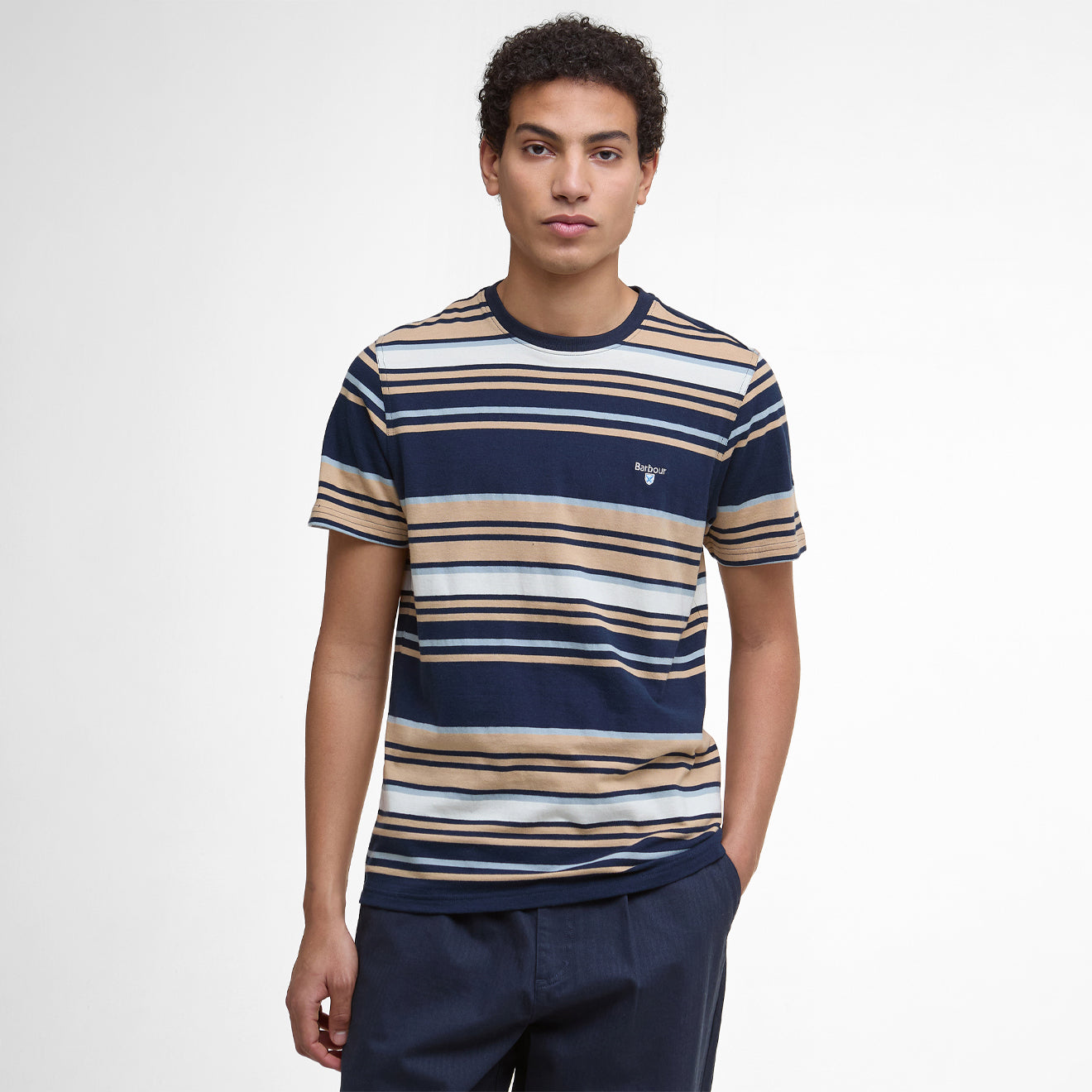 Barbour Aickmen Tailored Striped T-Shirt Navy