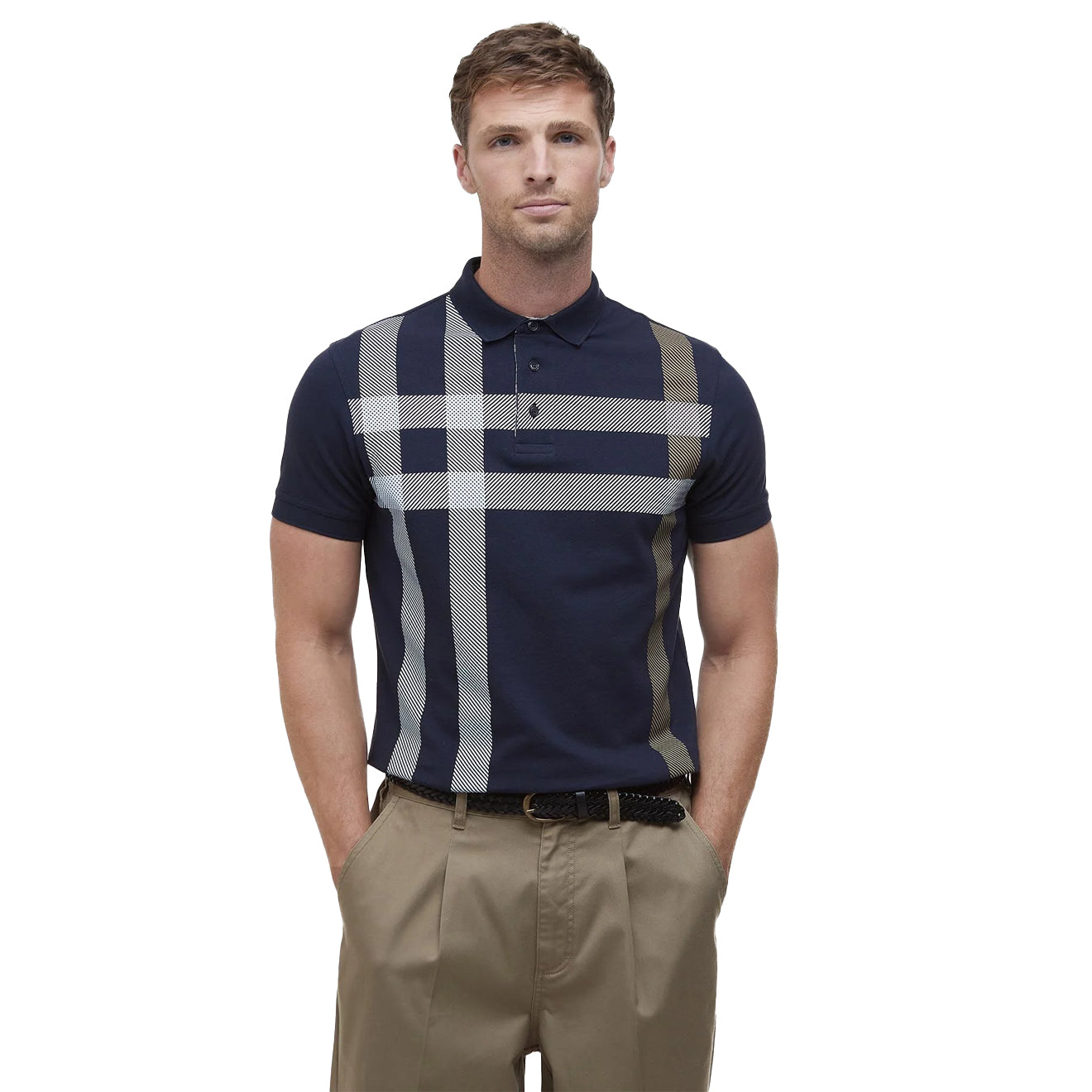 Barbour Blaine Polo Shirt Navy/Pine - The Sporting Lodge