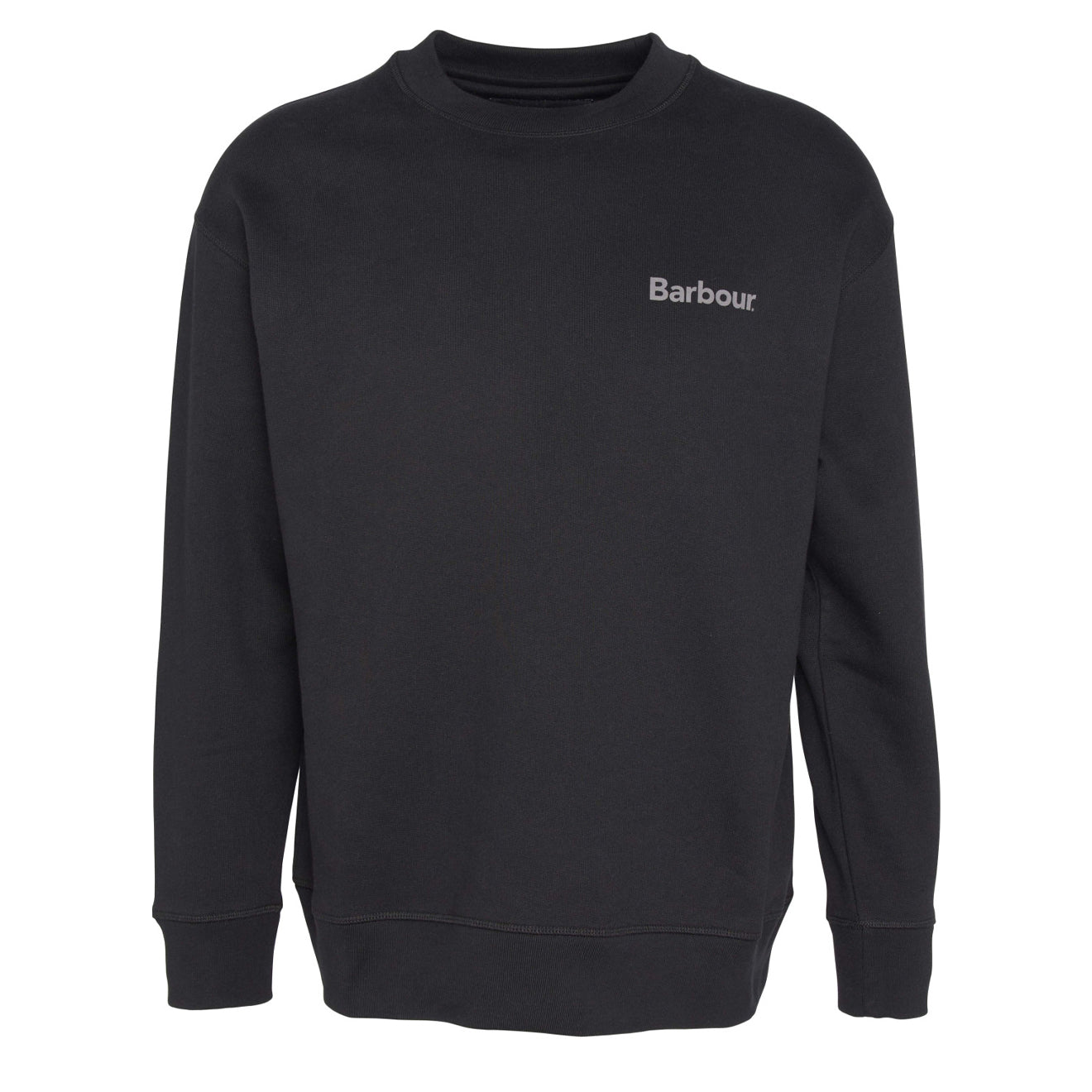 Barbour Brushed Nicholas OS Crew Neck Sweatshirt Black - The Sporting Lodge