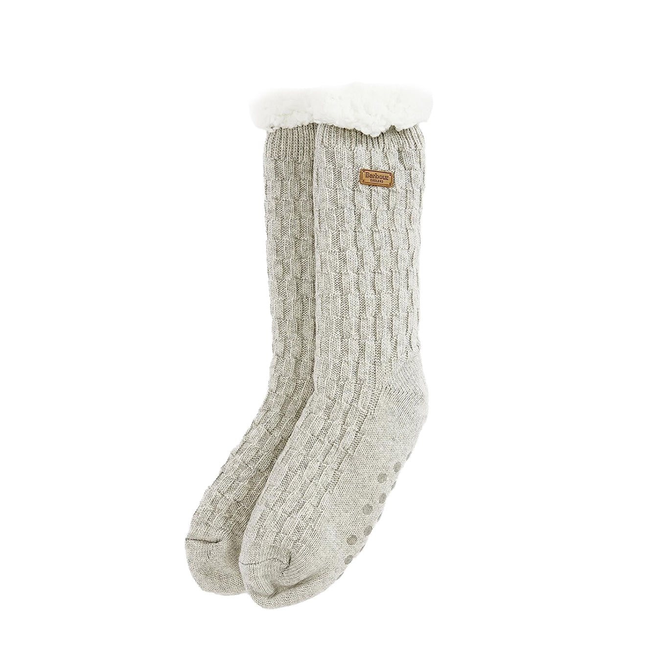 Barbour Cable Knit Lounge Socks Light Grey Marl - The Sporting Lodge