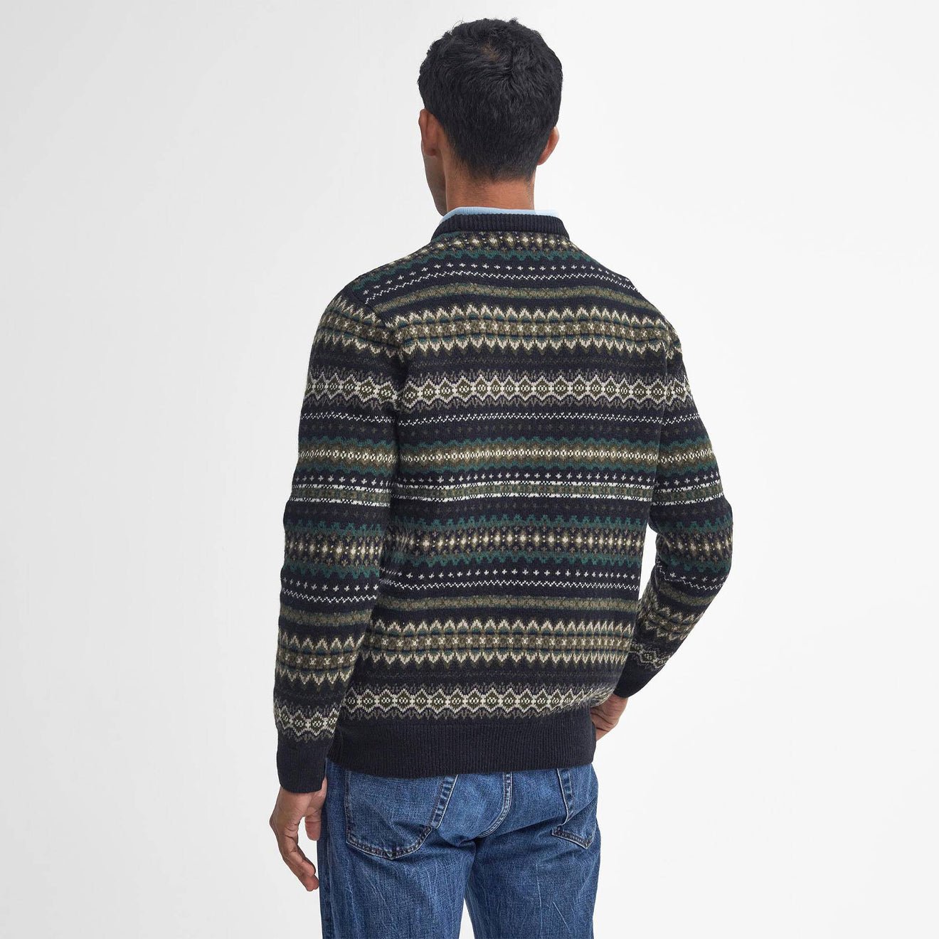 Barbour Case Fair Isle Crew Neck Sweater Black Marl - The Sporting Lodge