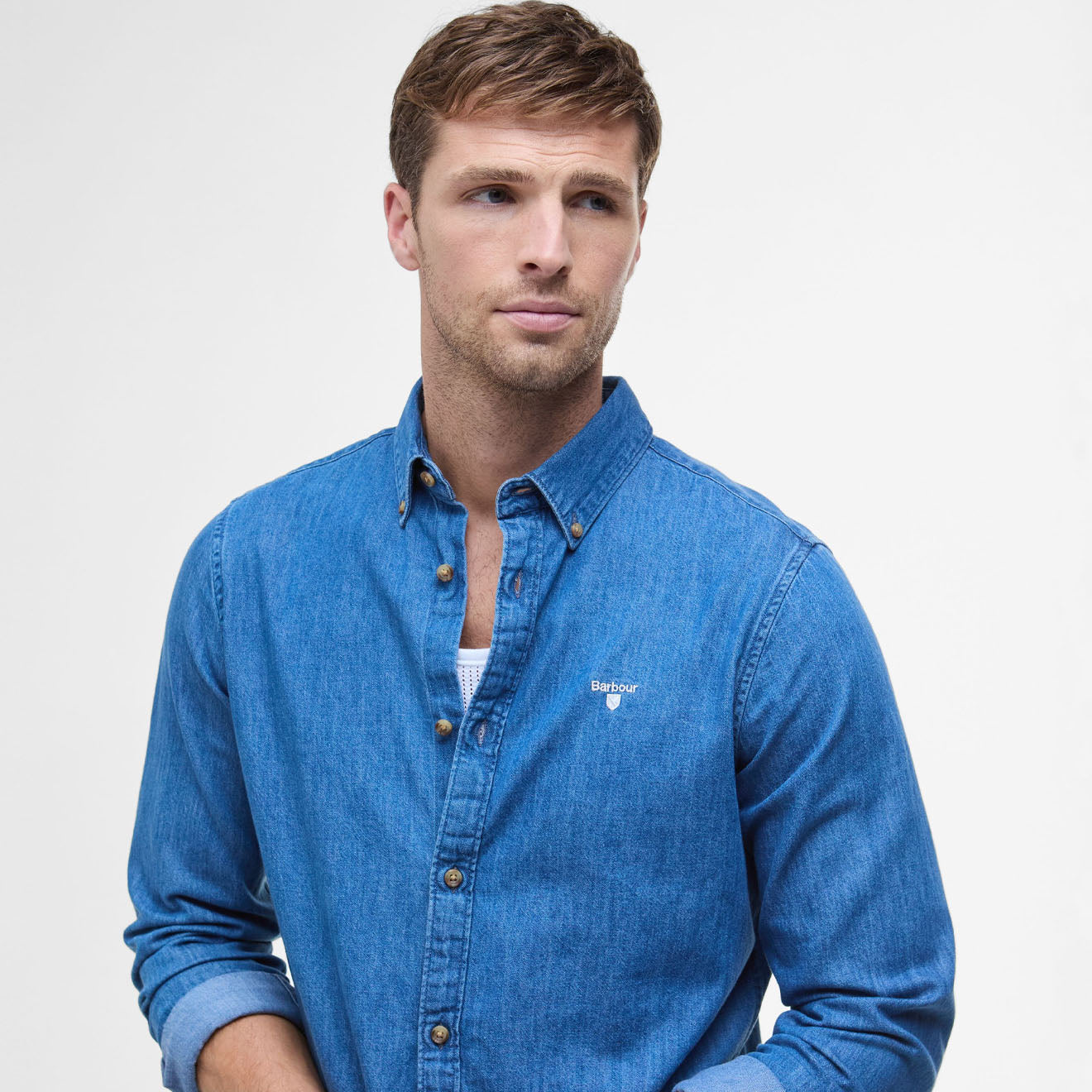 Barbour Chambray Crest Tailored Fit Shirt Chambray - The Sporting Lodge