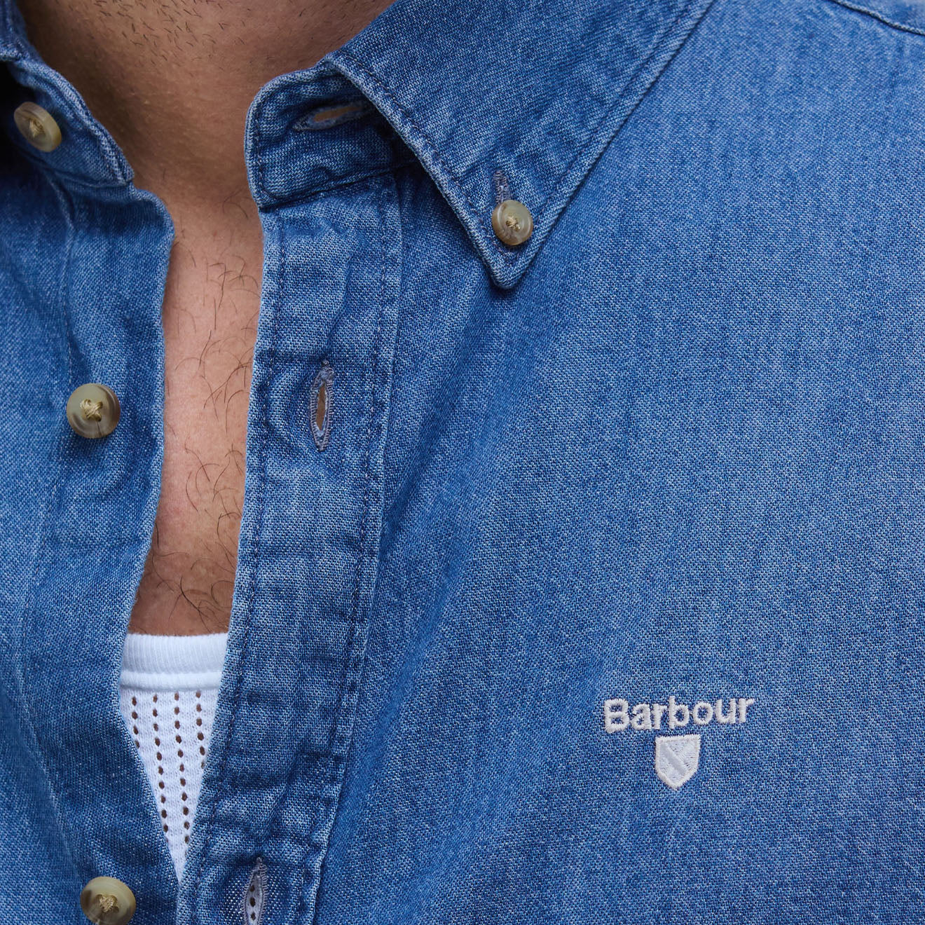Barbour Chambray Crest Tailored Fit Shirt Chambray - The Sporting Lodge