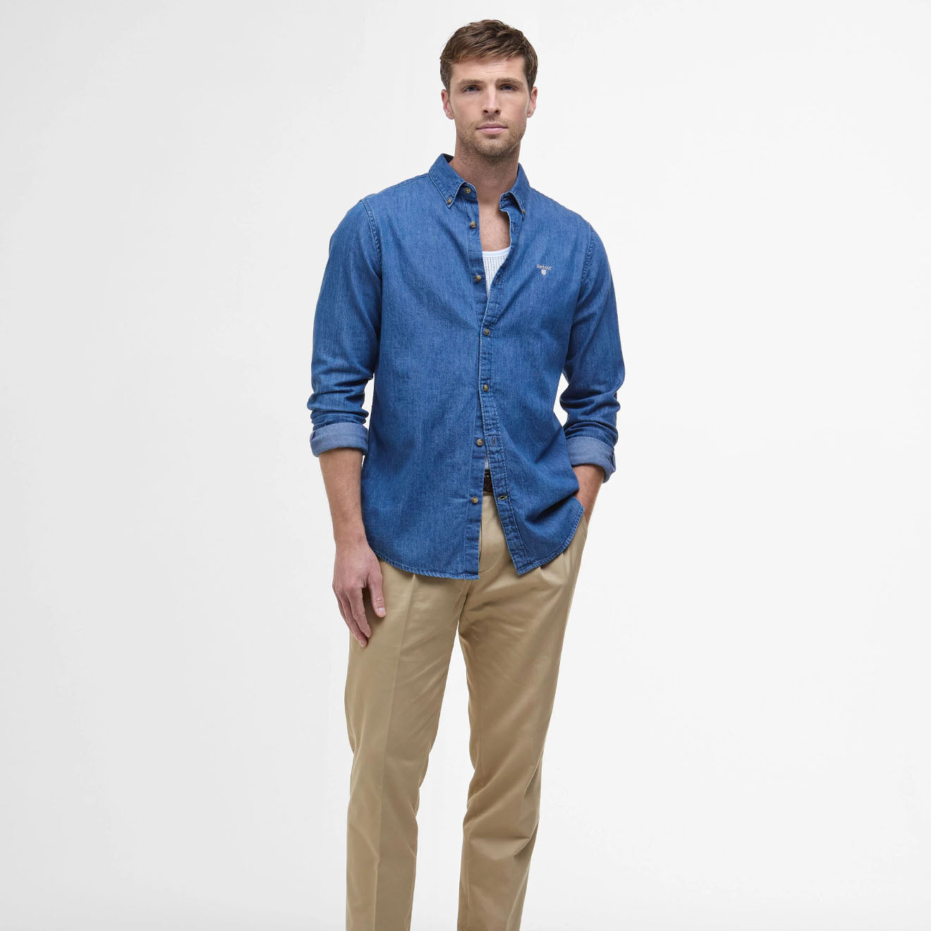 Barbour Chambray Crest Tailored Fit Shirt Chambray - The Sporting Lodge