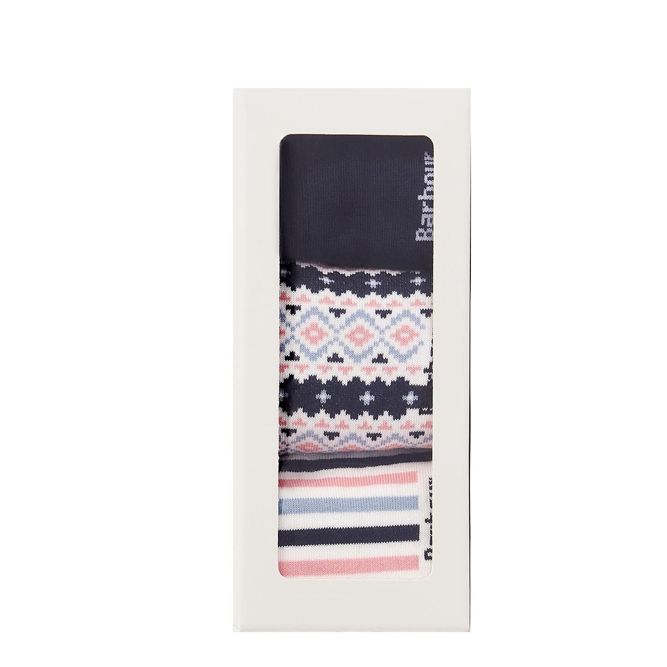 Barbour Claudia Fair Isle Sock Gift Set Pink/Navy - The Sporting Lodge