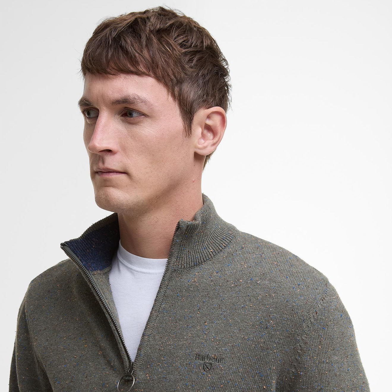 Barbour Cotton Tainsbury Half Zip Sweater Olive - The Sporting Lodge