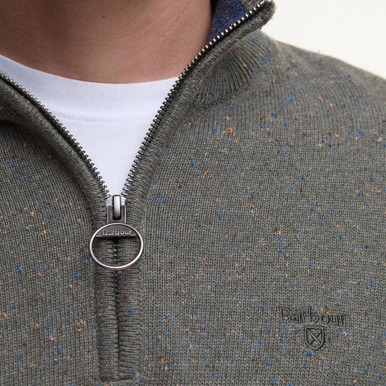 Barbour Cotton Tainsbury Half Zip Sweater Olive - The Sporting Lodge