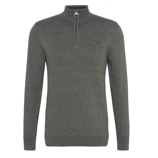 Barbour Cotton Tainsbury Half Zip Sweater Olive - The Sporting Lodge