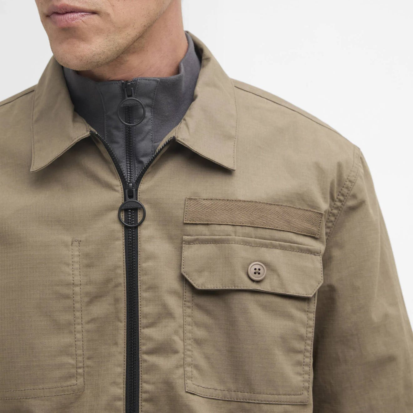 Barbour Crail Wax Ripstop Overshirt Concrete - The Sporting Lodge