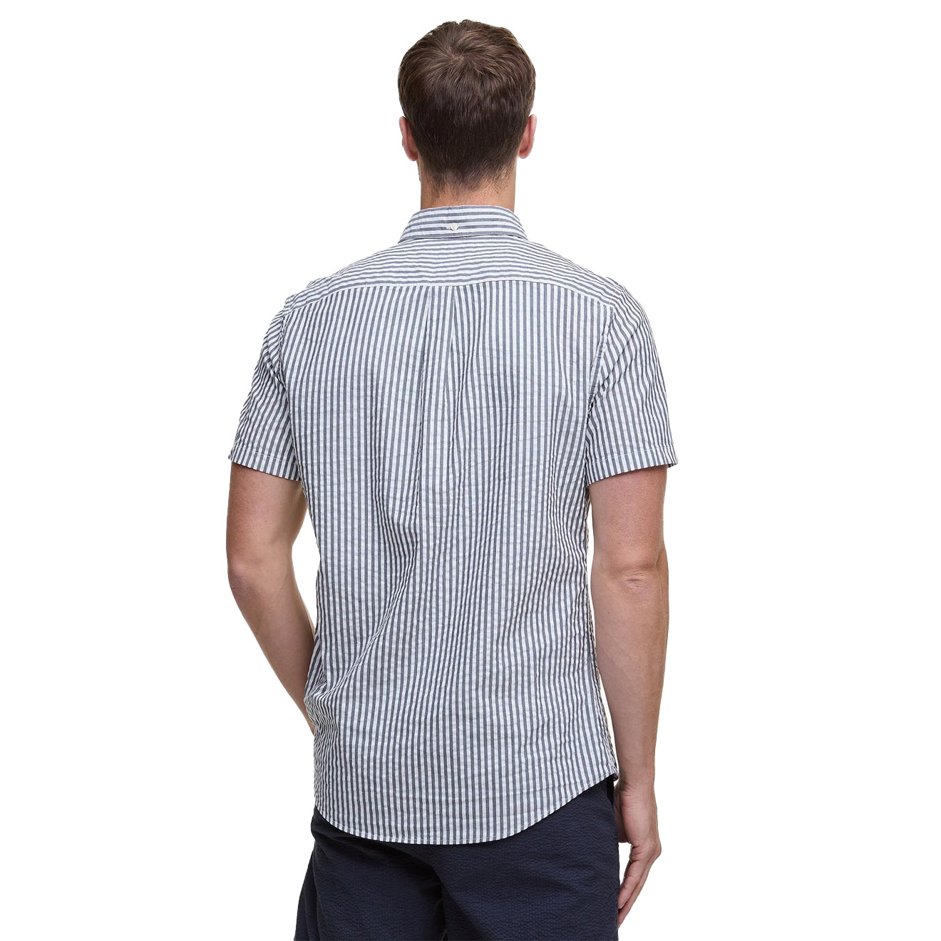 Barbour Cresswell Seersucker Summer Fit Shirt Navy - The Sporting Lodge