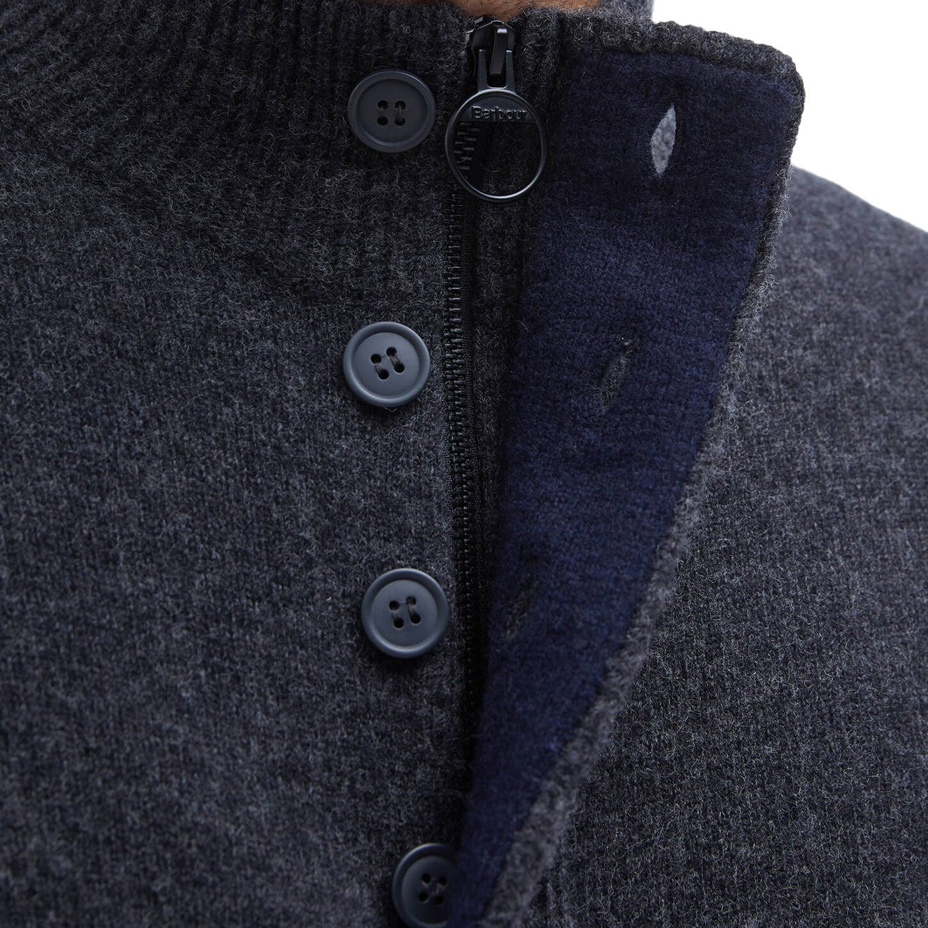 Barbour Essential Elbow Patch Jumper Charcoal - The Sporting Lodge