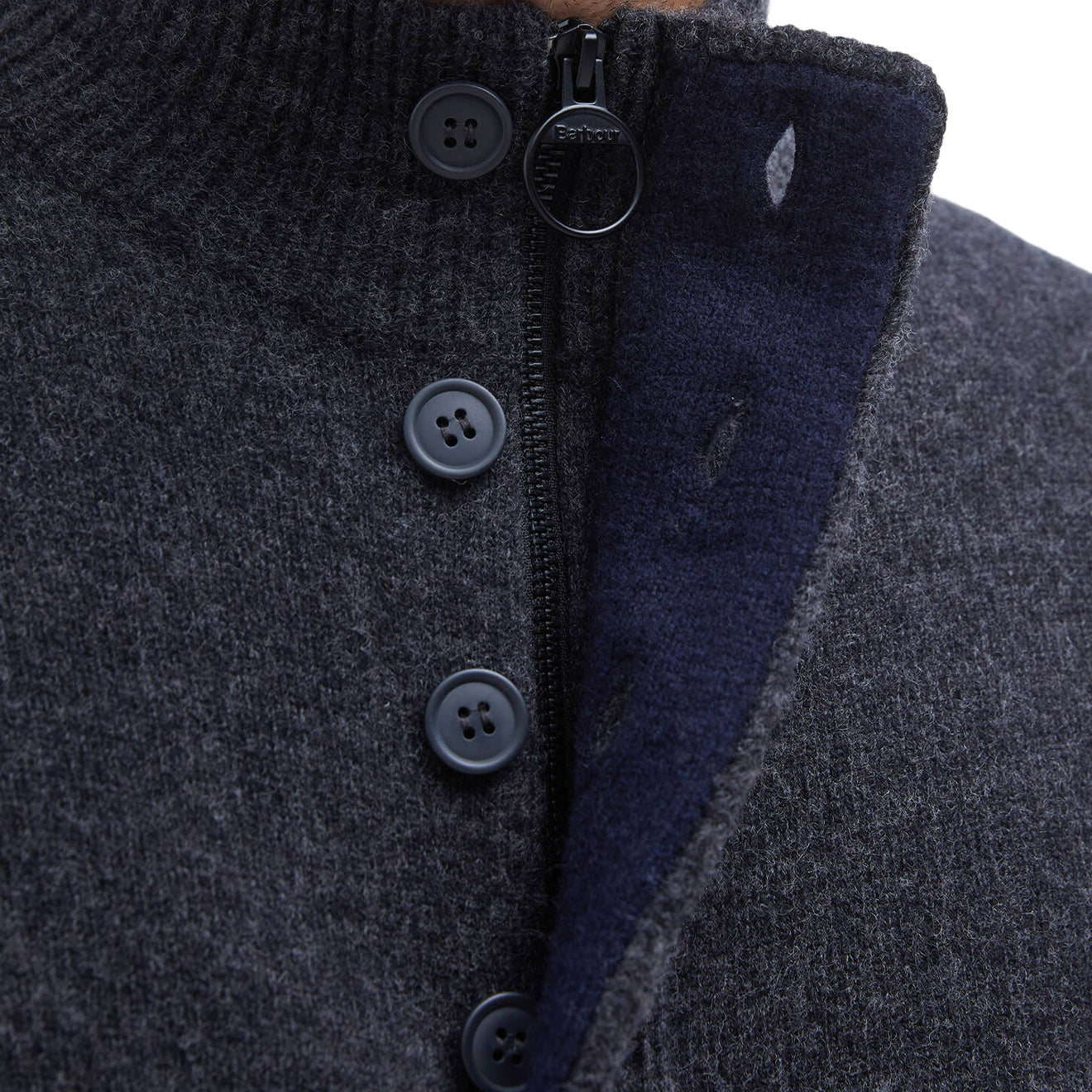 Barbour Essential Elbow Patch Jumper Charcoal - The Sporting Lodge