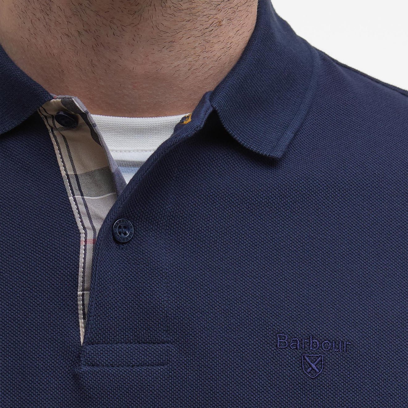 Barbour Essential L/S Polo Shirt Navy - The Sporting Lodge