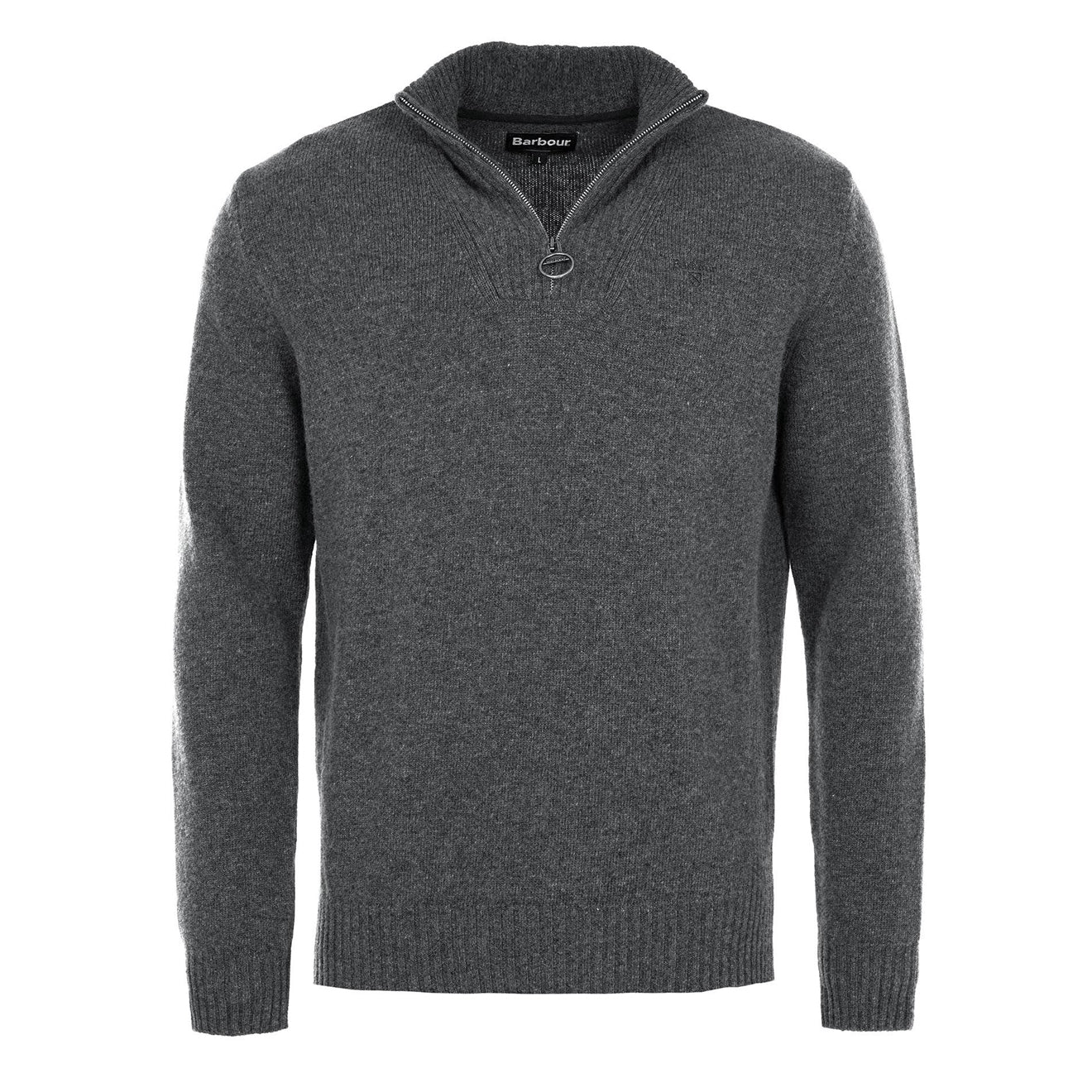 Barbour Essential Lambswool Half Zip Knitted Jumper Charcoal - The Sporting Lodge