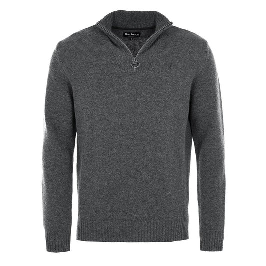 Barbour Essential Lambswool Half Zip Knitted Jumper Charcoal - The Sporting Lodge