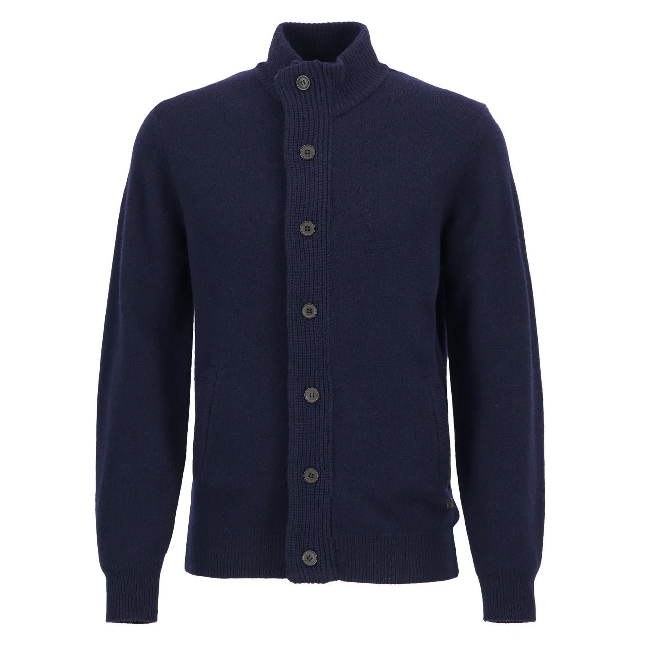 Barbour Essential Patch Zip Through Knitted Jumper Navy - The Sporting Lodge