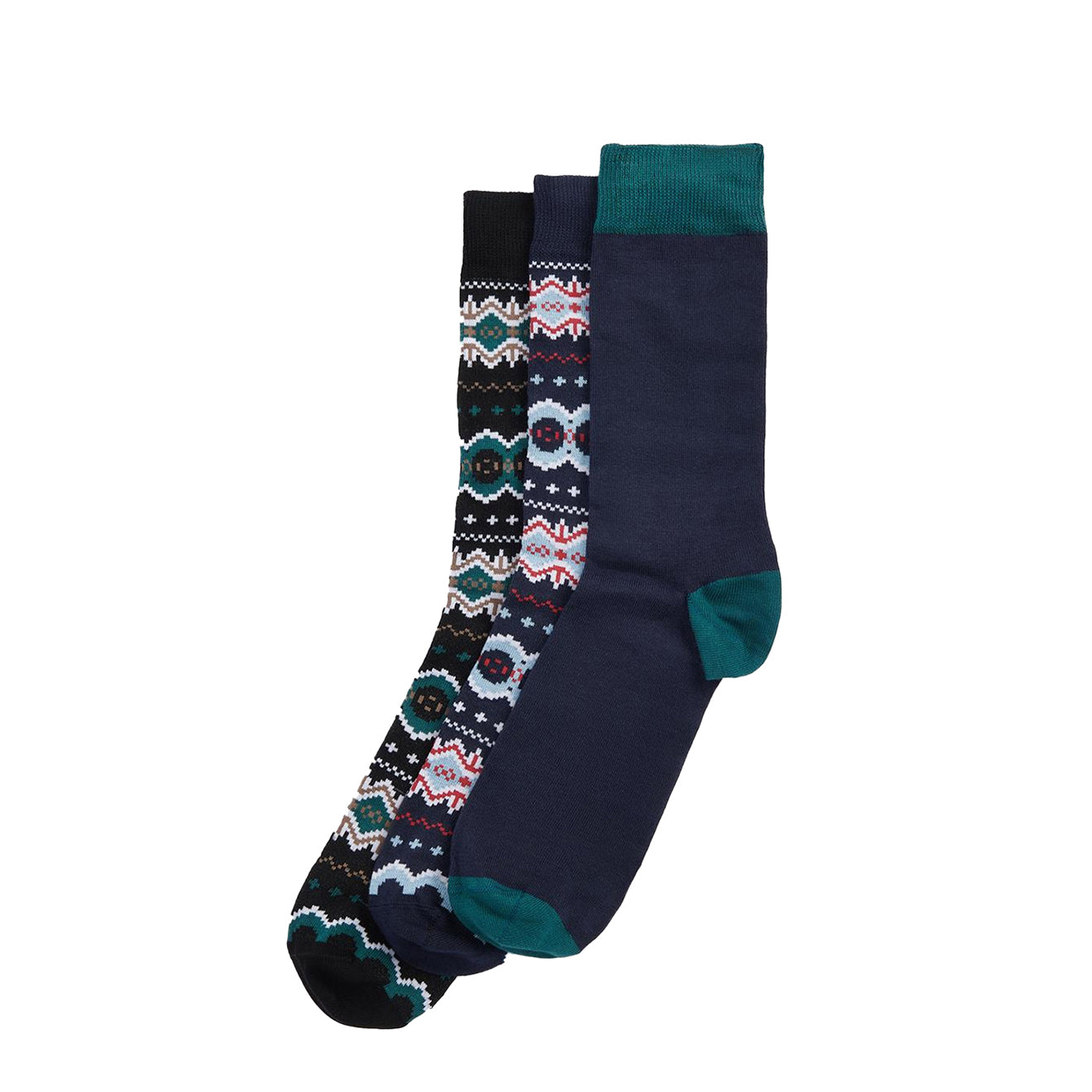 Barbour Fair Isle Sock Gift Box Blue Granite/Green Loch - The Sporting Lodge